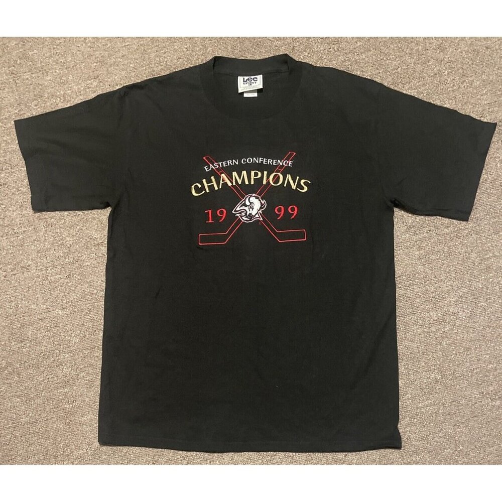 Vintage 90s Large Buffalo Sabres Playoffs GOAT Head NHL Hockey Graphic T-Shirt
